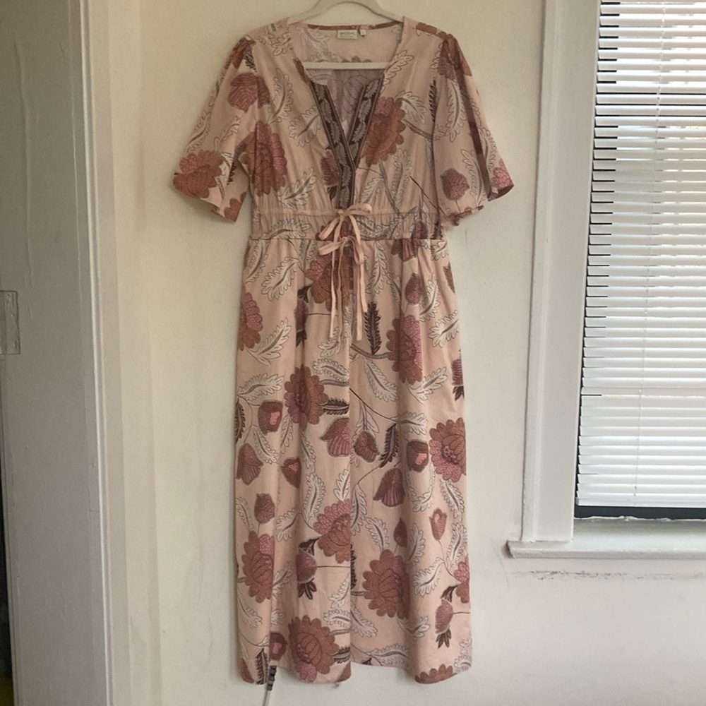 Spartina 449 Womens Midi Dress Size Large Meghan Floral Pastel Cottagecore - Picture 2 of 15
